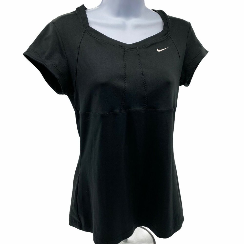 Nike Dri Fit Black Spandex Golf Tennis Shirt Women
